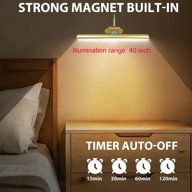 Alt view image 6 of 7 - Set of 2 Picture Lights on Wall Rechargeable and Remote, Full Metal Painting Light with 3 Lighting Colors Brightness Dimmable and Timer Auto-OFF, Above Artwork Dartbord Display Gallery Portrait