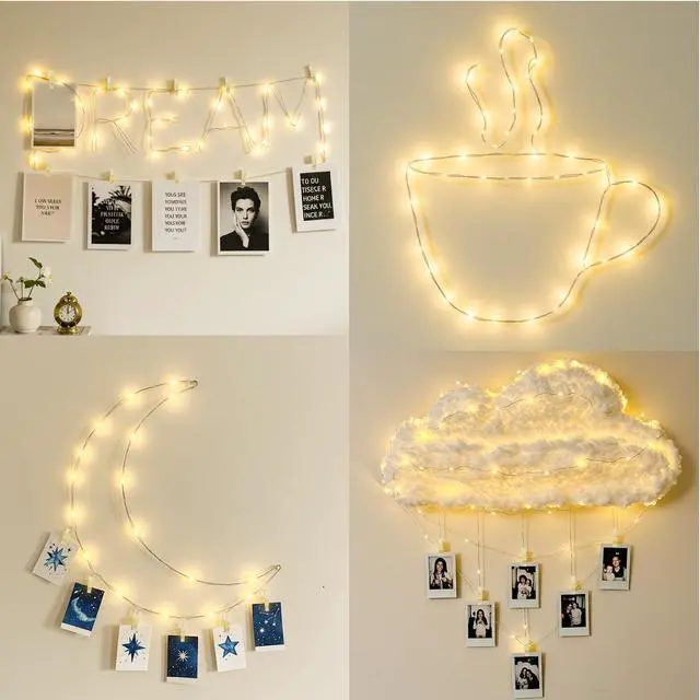 Alt view image 7 of 7 - Photo Clip String Lights 33FT 100 LED Fairy Lights Bedroom Dorm | 45 clear clips, remote, USB and battery powered design. Perfect for bedroom, dorm, party and memory wall decor