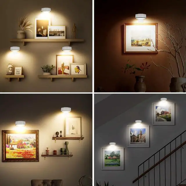 Alt view image 2 of 7 - Arixinks 3Pcs Battery Picture Lights, Remote Painting Light for Art Disaplay,Magnetic Wall Picture Light Up/Down Light,Dimmable & Timer, 200LM 3 Lighting for Gallery Dartboard Frame Pictures