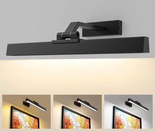 Main image of Picture Lights for Wall, Battery Operated Picture Light 16in Gallery Light for Paintings CCT Dimmable Recharging Battery Wall Light with Remote Control for Living Room Gallery Dartboard Art Bathroom