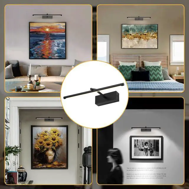 Alt view image 2 of 7 - 16in Wireless Picture Light, Battery Operated LED Wall Sconce | Dimmable 3 Color Temperature Gallery Lighting with Timer for Artwork, Painting, Wall Decor Display and Home Decoration