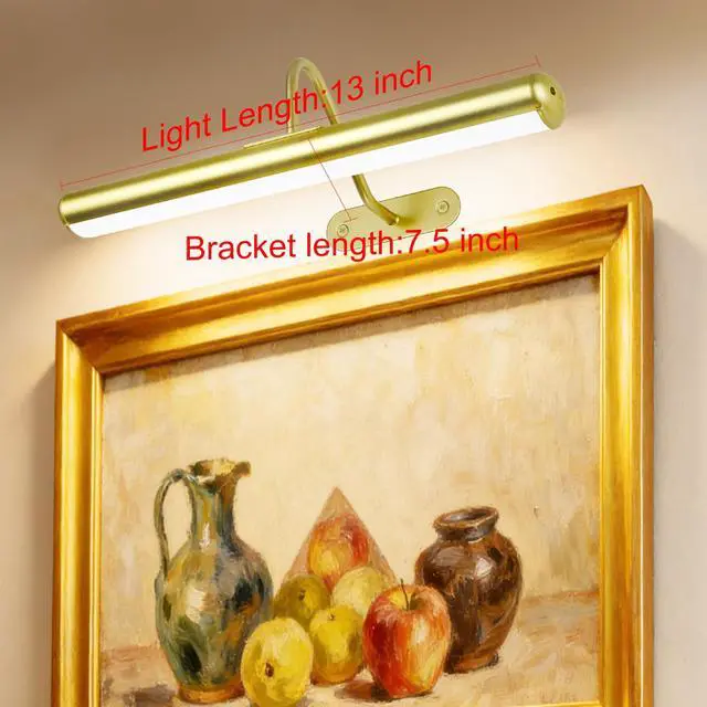 Alt view image 7 of 7 - Set of 2 Picture Lights on Wall Rechargeable and Remote, Full Metal Painting Light with 3 Lighting Colors Brightness Dimmable and Timer Auto-OFF, Above Artwork Dartbord Display Gallery Portrait