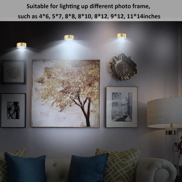 Alt view image 5 of 6 - MIOBLUE 3Pack Picture Light Battery Operated Painting Lights, Wireless Magnetic Display Art Light with Remote Controls,Dimmable Timer Portrait Light for Art Frame Artworking,Wall Decor Puck Light