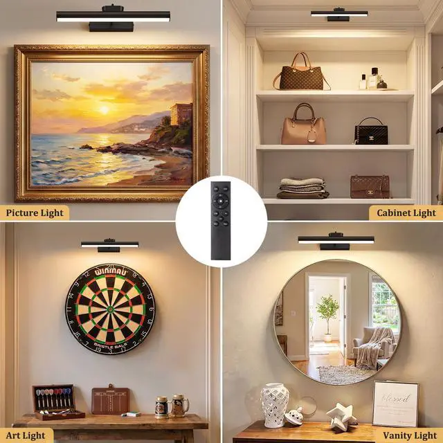 Alt view image 5 of 7 - Picture Light for Wall, 4000mAh, 13.8 Inch, 2 Pack, Black | Cordless Rechargeable, LED Art Light with Remote, Dimmable 3 Color Temps, Battery Operated, for Living Room, Bedroom, Gallery