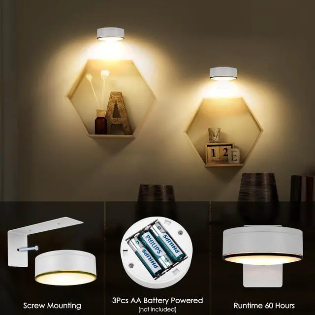 Alt view image 5 of 7 - Arixinks 3Pcs Battery Picture Lights, Remote Painting Light for Art Disaplay,Magnetic Wall Picture Light Up/Down Light,Dimmable & Timer, 200LM 3 Lighting for Gallery Dartboard Frame Pictures