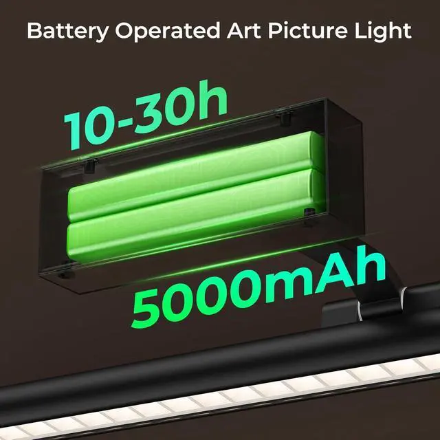 Alt view image 3 of 7 - Wireless Picture Lights for Wall, Battery Operated Wall Light for Painting Rechargeable CCT Rotatable 16in Art Gallery Light with Remote Dimmable Timer for Artwork Frame Display Dartboard