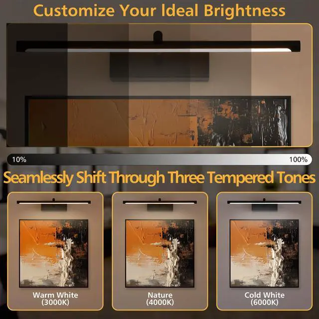Alt view image 4 of 7 - 16in Wireless Picture Light, Battery Operated LED Wall Sconce | Dimmable 3 Color Temperature Gallery Lighting with Timer for Artwork, Painting, Wall Decor Display and Home Decoration