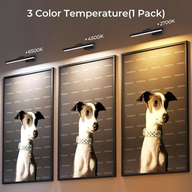 Alt view image 4 of 7 - Wireless Picture Lights for Wall, Battery Operated Wall Light for Painting Rechargeable CCT Rotatable 16in Art Gallery Light with Remote Dimmable Timer for Artwork Frame Display Dartboard