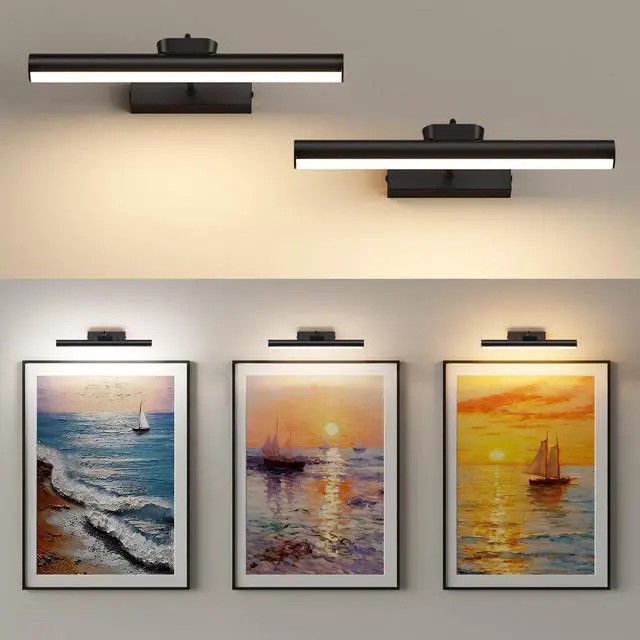 Alt view image 7 of 7 - Picture Light for Wall, 4000mAh, 13.8 Inch, 2 Pack, Black | Cordless Rechargeable, LED Art Light with Remote, Dimmable 3 Color Temps, Battery Operated, for Living Room, Bedroom, Gallery