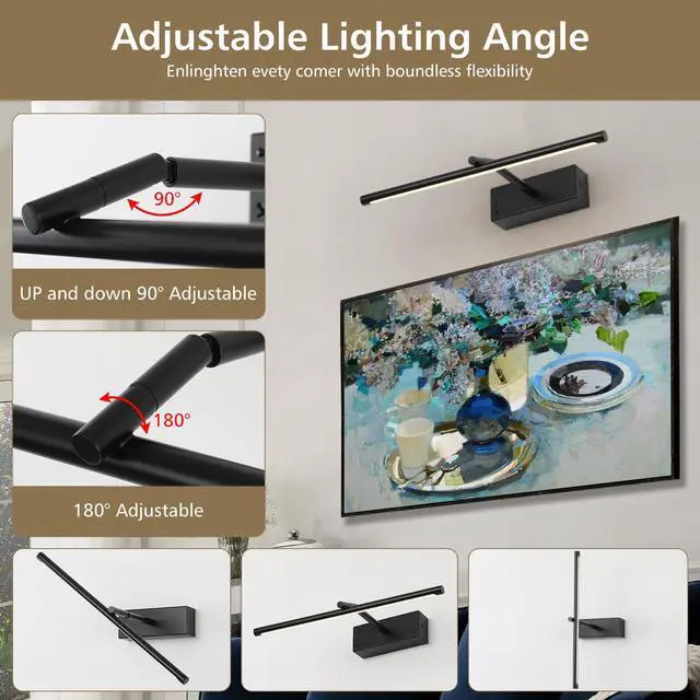 Alt view image 5 of 7 - 16in Wireless Picture Light, Battery Operated LED Wall Sconce | Dimmable 3 Color Temperature Gallery Lighting with Timer for Artwork, Painting, Wall Decor Display and Home Decoration