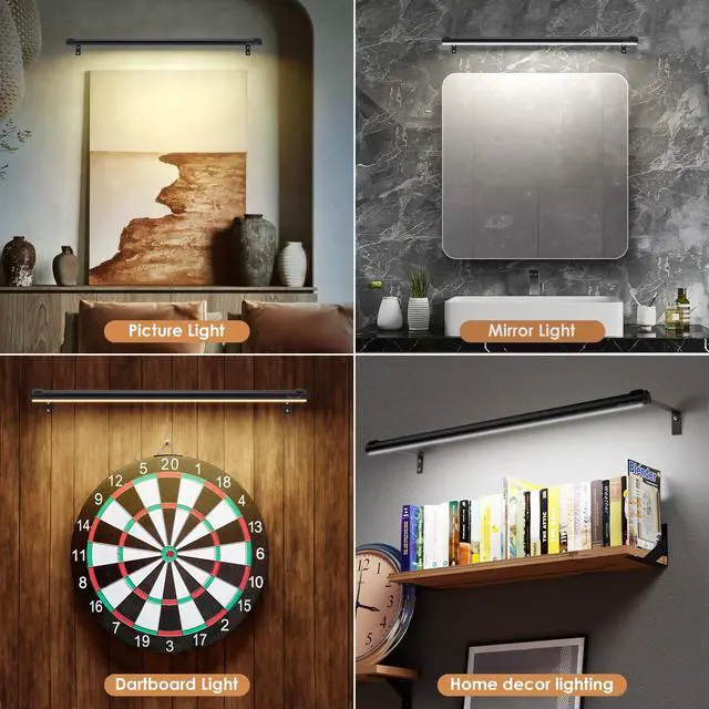 Alt view image 6 of 6 - Battery Operated Wireless Picture Light,Rechargeable/Plugged in 31.5inch Painting Display Light,Remote Control Wall Lights with Three Modes and Timing for Art Frame (Black)