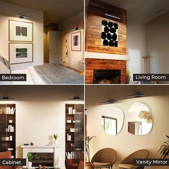 Alt view image 7 of 7 - Wireless Picture Lights for Wall, Battery Operated Wall Light for Painting Rechargeable CCT Rotatable 16in Art Gallery Light with Remote Dimmable Timer for Artwork Frame Display Dartboard