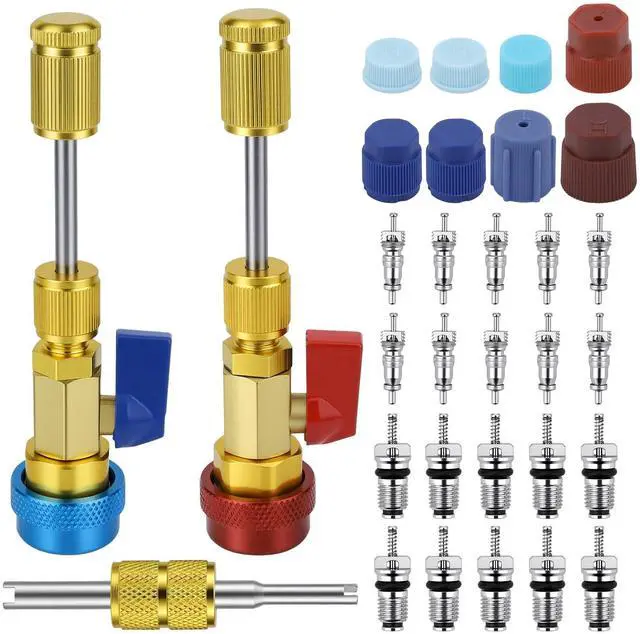Main image of 31 PCS R134A Valve Core Quick Remover Installer Tool Kit, High Low Pressure AC Valve Core Removal Tool, R134A Valve Core AC Service Port Cap Valve Stem for Refrigerant Air Conditioner System
