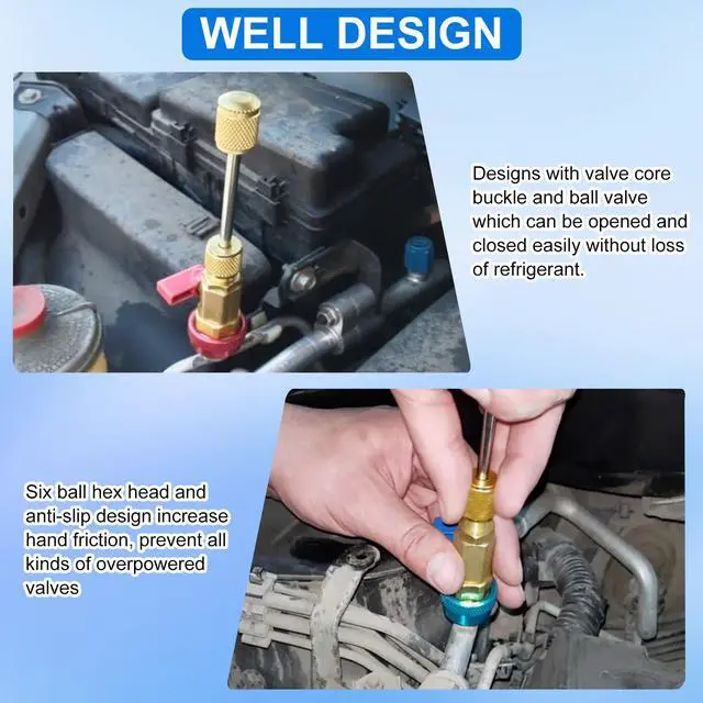 Alt view image 4 of 7 - R134A R1234YF R454B Valve Core Tool, 59PC Air Conditioning Valve Core Remover Installer Tool Set, High Low Pressure AC Valve Core Quick Remover Installer(AC R454b R22 R134a R1234YF)