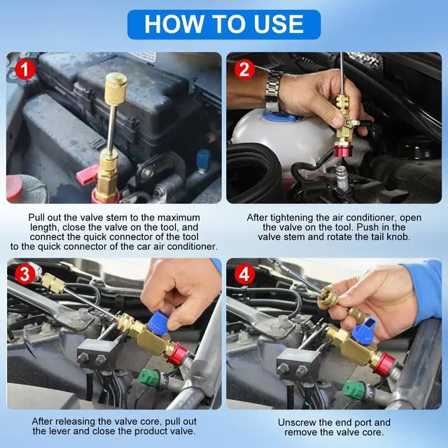 Alt view image 5 of 7 - R134A R1234YF R454B Valve Core Tool, 59PC Air Conditioning Valve Core Remover Installer Tool Set, High Low Pressure AC Valve Core Quick Remover Installer(AC R454b R22 R134a R1234YF)
