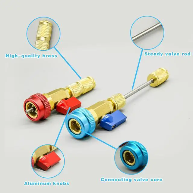 Alt view image 4 of 7 - 31Pcs R134A Valve Core Quick Remover Installer Tool Set, High Low Pressure AC Valve Core Removal Tool with R134A Valve Core AC Service Port Cap Valve Stem Kit for Refrigerant Air Conditioner System