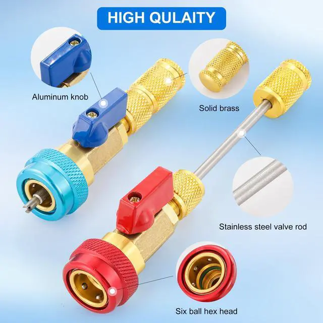 Alt view image 6 of 7 - R134A R1234YF R454B Valve Core Tool, 59PC Air Conditioning Valve Core Remover Installer Tool Set, High Low Pressure AC Valve Core Quick Remover Installer(AC R454b R22 R134a R1234YF)