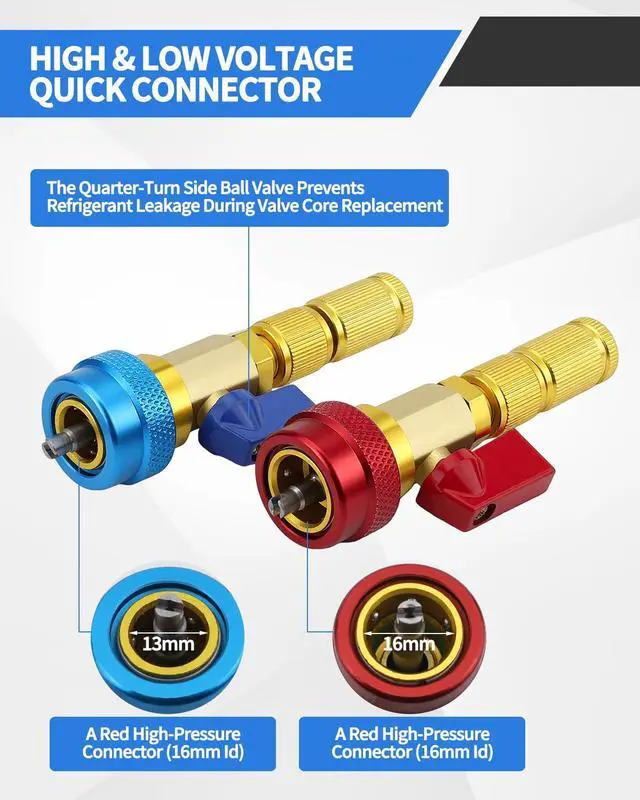 Alt view image 5 of 7 - 31 PCS R134A Valve Core Quick Remover Installer Tool Kit, High Low Pressure AC Valve Core Removal Tool, R134A Valve Core AC Service Port Cap Valve Stem for Refrigerant Air Conditioner System