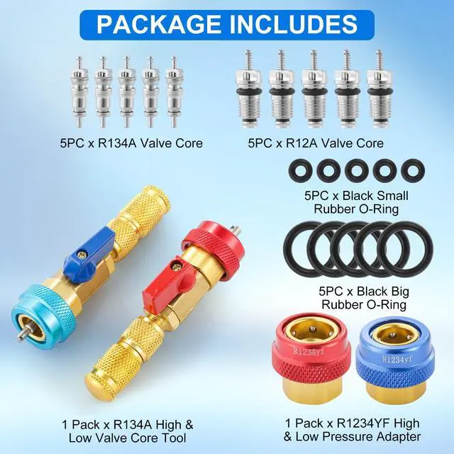 Alt view image 6 of 7 - R134A R1234YF Valve Core Remover Tool, Air Conditioning Valve Core Remover Installer Tool Set for R134a R1234yf R22, High Low Pressure AC Valve Core Quick Remover Installer Tool (R134A/R1234YF)