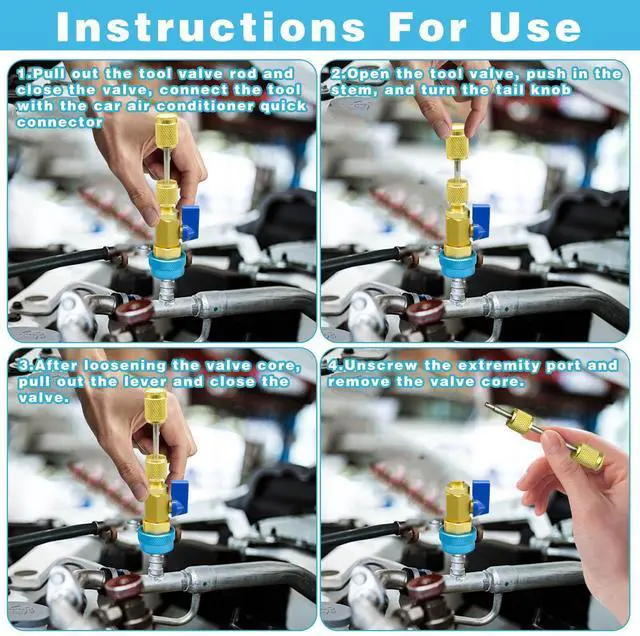 Alt view image 5 of 7 - 31Pcs R134A Valve Core Quick Remover Installer Tool Set, High Low Pressure AC Valve Core Removal Tool with R134A Valve Core AC Service Port Cap Valve Stem Kit for Refrigerant Air Conditioner System