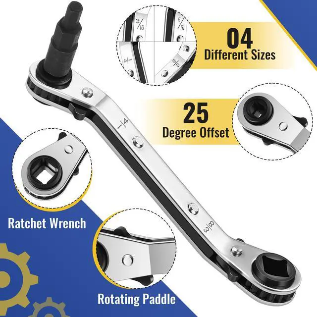 Alt view image 4 of 7 - Dreyoo Valve Core Removal Tool HVAC, Valve Core Remover Installer Tool | 1 Pcs HVAC Service Wrench, 20 Pcs Valve Cores Seal, 5 Pcs Brass Nuts, 1 Pcs Valve Core Rod, 3 Pcs Hex Bit Adapters