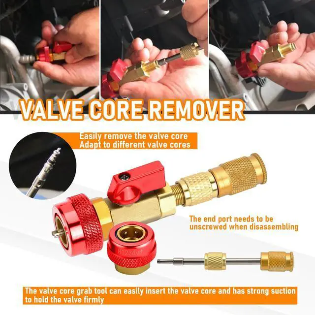 Alt view image 4 of 7 - 31Pcs R134A AC Valve Core Remover Installer Tool | High Low Pressure AC Valve Core Removal Tool, R134A Valve Core AC Service Port Cap Valve Stem Kit for Refrigerant AC System