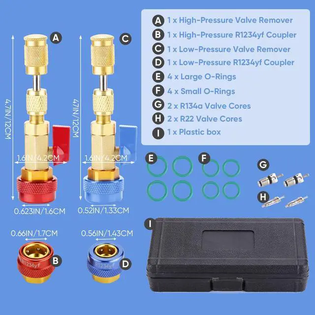 Alt view image 6 of 7 - Automotive R134a R1234yf R22 Valve Core Remover Installer Tool Set - Auto Air Conditioning Repair AC Valve Core Removal Tool for Standard & Jra Valve Core Couplers