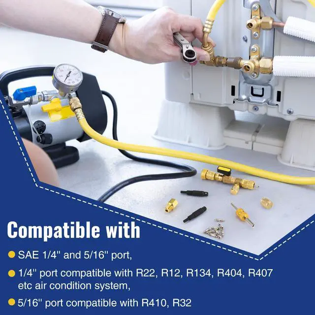 Alt view image 7 of 7 - Dreyoo Valve Core Removal Tool HVAC, Valve Core Remover Installer Tool | 1 Pcs HVAC Service Wrench, 20 Pcs Valve Cores Seal, 5 Pcs Brass Nuts, 1 Pcs Valve Core Rod, 3 Pcs Hex Bit Adapters
