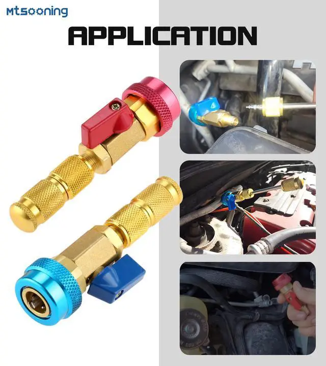 Alt view image 3 of 7 - R134A Refrigerant AC Valve Core Remover Installer Tool Set | AC High/Low Pressure Valve Core Removal Tool with Valve Core,AC Service Port Cap,Valve Stem for Auto Air Conditioning Systems