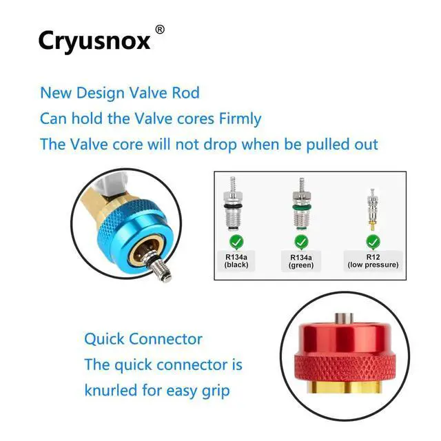 Alt view image 3 of 5 - R134A R12 Valve Core Quick Remover Installer, Air Conditioning Adjustable High and Low Pressure Valve Core Tool kit within Impact Water proof storage case
