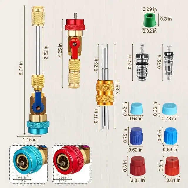 Alt view image 2 of 7 - DaisyInner 413 Pcs R134A Valve Core Tools A/C Refrigerant Valve Core Quick Remover and Rubber Sealing O Ring Kit 1/4 Replacement Gaskets Hose Seals for Automotive Air Conditioner System