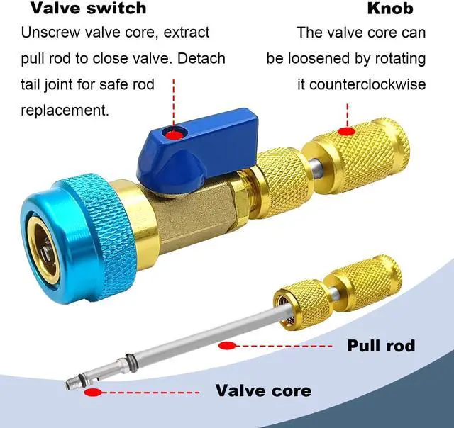 Alt view image 4 of 7 - 31Pcs A/C Valve Core Tool Kit R134A Remover Installer Set | Fits cars trucks SUVs. R134a valve core remover set. 31pcs seal caps. High low AC tool. Durable repair kit