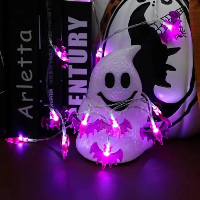 Alt view image 2 of 7 - Halloween String Lights 10Ft 20 LEDs Battery Operated Outdoor Decorations Bat Lights for Halloween Party Decor