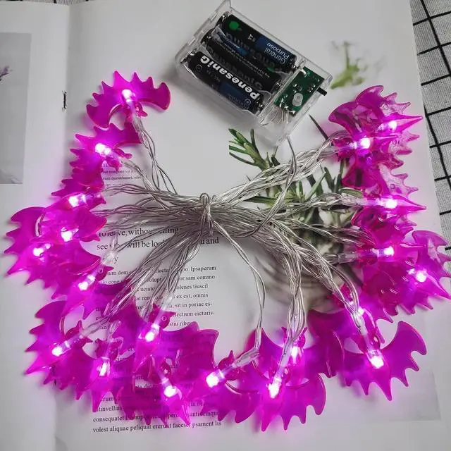 Alt view image 3 of 7 - Halloween String Lights 10Ft 20 LEDs Battery Operated Outdoor Decorations Bat Lights for Halloween Party Decor