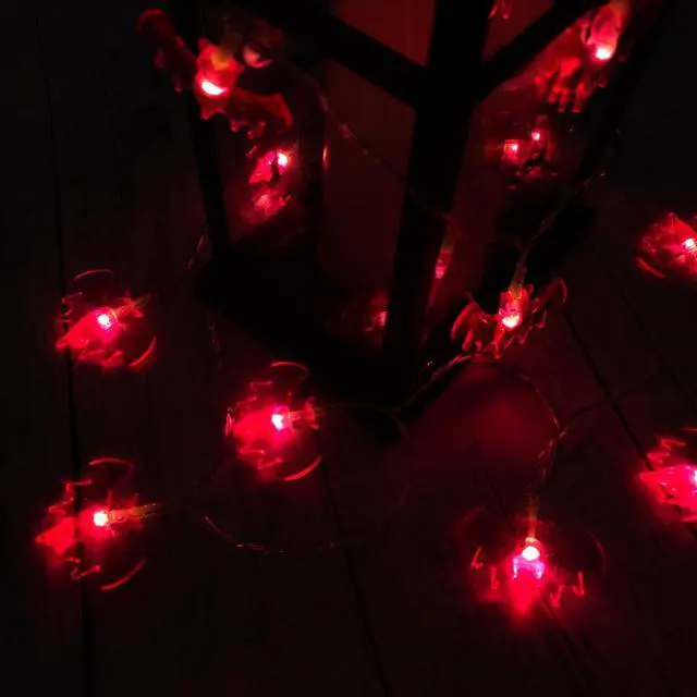 Alt view image 5 of 7 - Halloween String Lights 10Ft 20 LEDs Battery Operated Outdoor Decorations Bat Lights for Halloween Party Decor