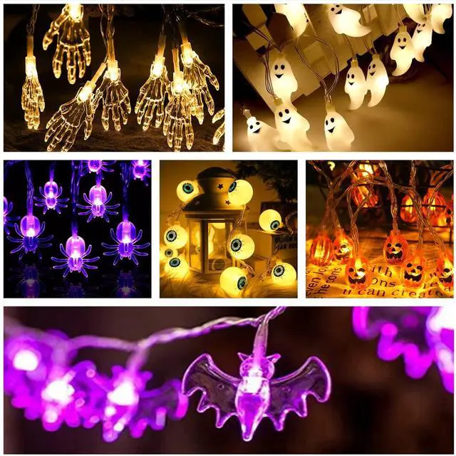 Alt view image 6 of 7 - Halloween String Lights 10Ft 20 LEDs Battery Operated Outdoor Decorations Bat Lights for Halloween Party Decor