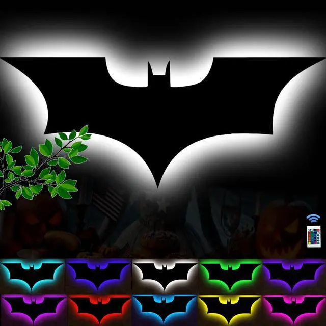 Main image of Bat Lamp Neon Sign LED Bat Signal Night Light 16 Colors Adjustable Man Cave Party Home Bedroom Christmas Halloween Decoration Lights Birthday Gifts