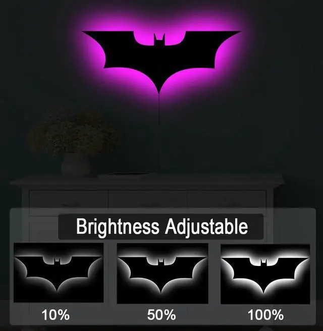 Alt view image 4 of 7 - Bat Lamp Neon Sign LED Bat Signal Night Light 16 Colors Adjustable Man Cave Party Home Bedroom Christmas Halloween Decoration Lights Birthday Gifts