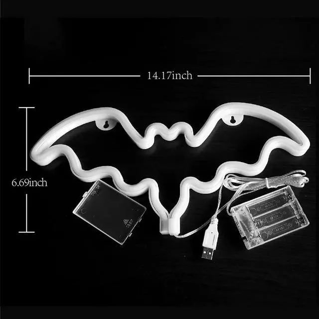 Alt view image 4 of 7 - JYWJ Bat LED Neon Signs Desktop Wall Decoration Light(Red) | USB or Battery Powered, 3-AA Battery Option, Party Decoration, Business Decor Use, Desktop & Wall Mount