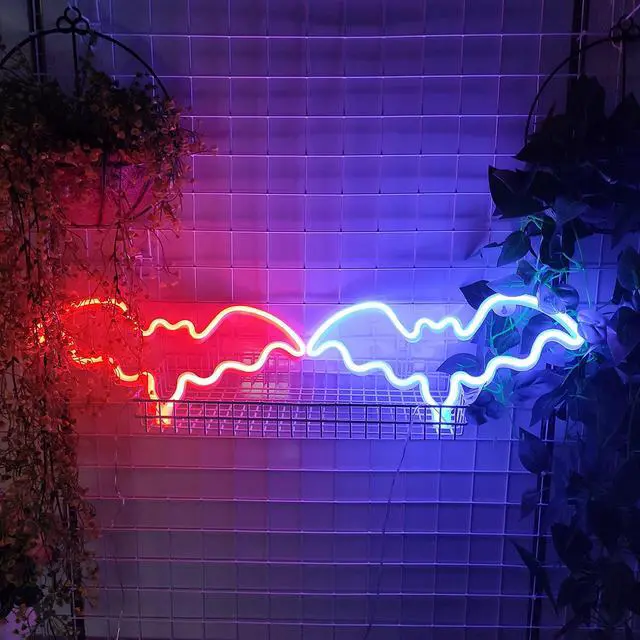 Alt view image 6 of 7 - JYWJ Bat LED Neon Signs Desktop Wall Decoration Light(Red) | USB or Battery Powered, 3-AA Battery Option, Party Decoration, Business Decor Use, Desktop & Wall Mount