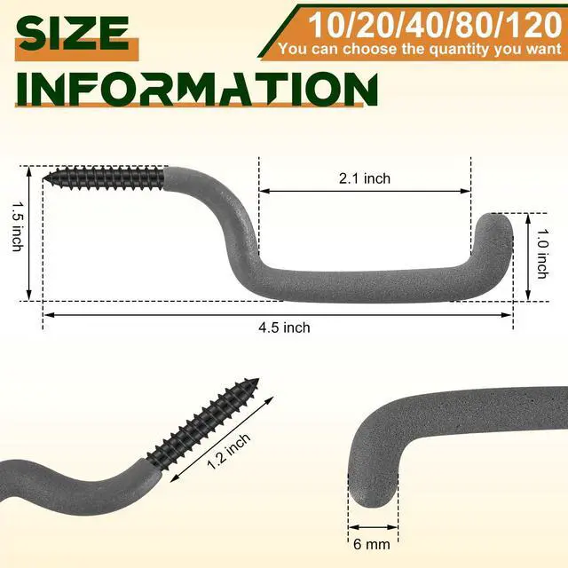 Alt view image 2 of 7 - Bow Hangers for Tree Stand, Bow Hooks for Hunting | Bow and Gear Accessory, Hook Holder Bulk, for Archery, Hunting, Pointed Tips, Easily Screw into Tree, 4.5 x 1.5 Inch