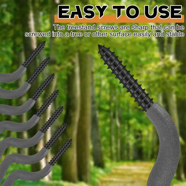Alt view image 4 of 7 - Bow Hangers for Tree Stand, Bow Hooks for Hunting | Bow and Gear Accessory, Hook Holder Bulk, for Archery, Hunting, Pointed Tips, Easily Screw into Tree, 4.5 x 1.5 Inch