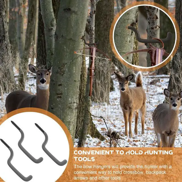 Alt view image 6 of 7 - Bow Hangers for Tree Stand, Bow Hooks for Hunting | Bow and Gear Accessory, Hook Holder Bulk, for Archery, Hunting, Pointed Tips, Easily Screw into Tree, 4.5 x 1.5 Inch