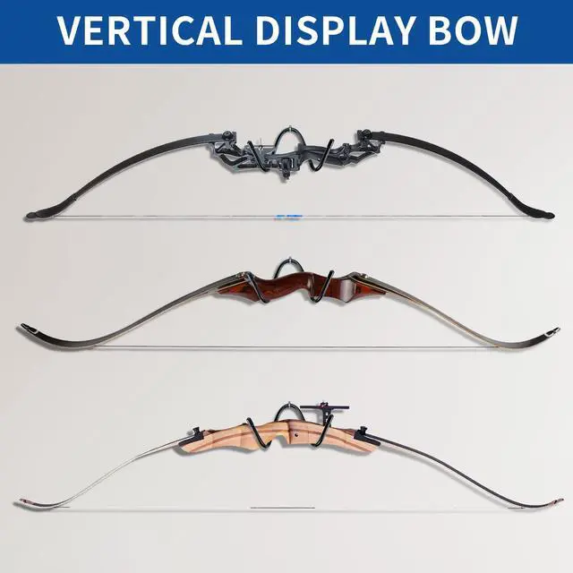 Alt view image 5 of 7 - Kesywale Pack of 2 Bow Hanger Wall Mount Adjustable Bows Holder Storage Wall Rack to Display Your Bow (2)