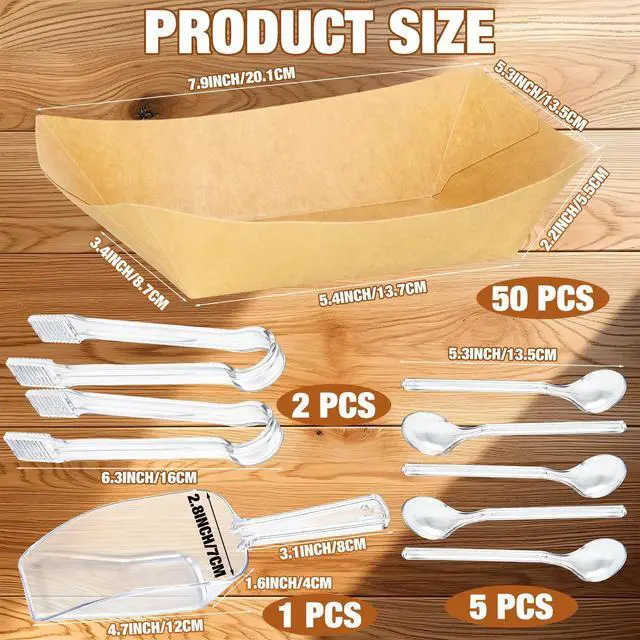 Alt view image 3 of 7 - Sliner Taco Bar Serving Set for Party, Ice Chilled Condiment Caddy with 5 Containers, 50 Paper Food Trays, Scoop Spoons Clip, Fruit Salad Chilled Tray for Taco Mimosa Bar Party Beach Picnic Outdoor