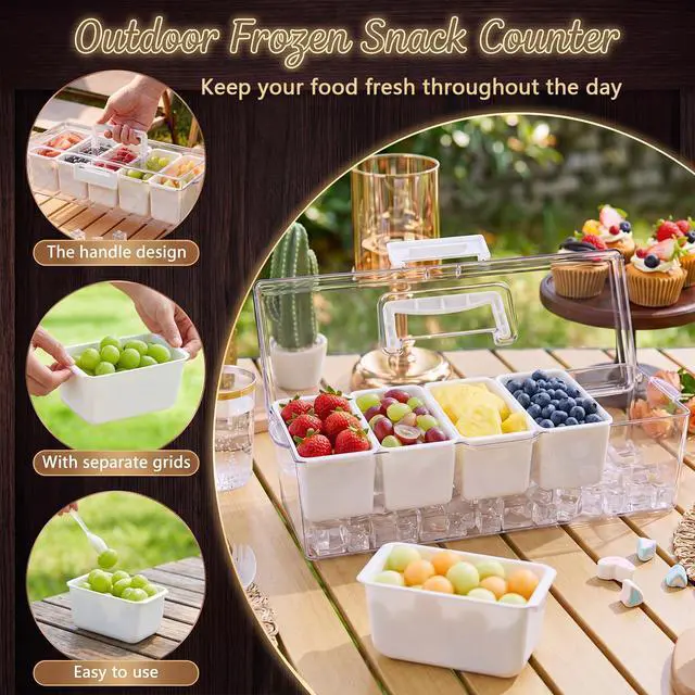Alt view image 3 of 7 - 11 Pcs Condiment Caddy Server and Bartender Kit Include Fruit Caddy with Clips and Forks Margarita Salt Rimmer Bar Counter Organizer and Ice Shovel for Home Bar Outdoor Party Serving
