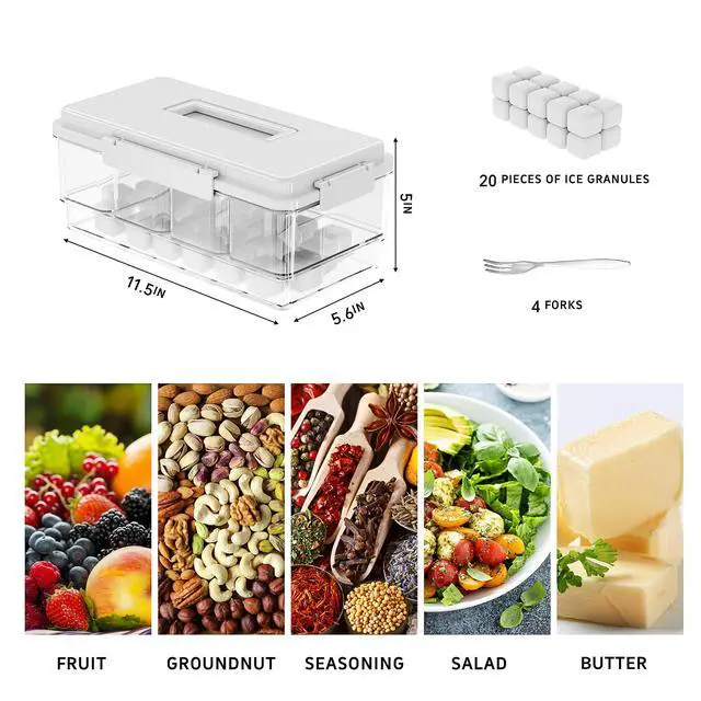 Alt view image 2 of 7 - 2Pack Ice Chilled Condiment Caddy with 4 Removable Containers Taco Ingredient Server with Lid Cooled Garnish Caddy Tray for Taco Mimosa Bar Sauce Fruits&Veggies White