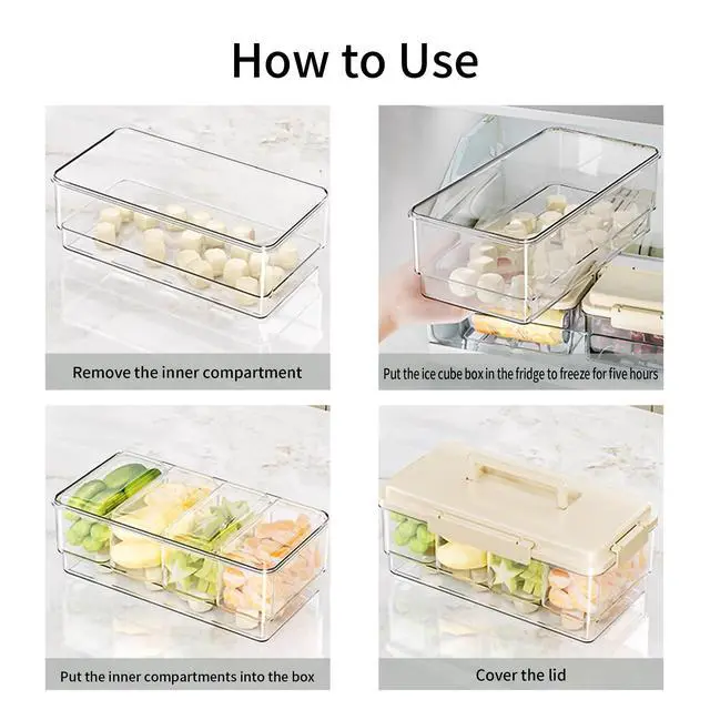 Alt view image 4 of 7 - 2Pack Ice Chilled Condiment Caddy with 4 Removable Containers Taco Ingredient Server with Lid Cooled Garnish Caddy Tray for Taco Mimosa Bar Sauce Fruits&Veggies White