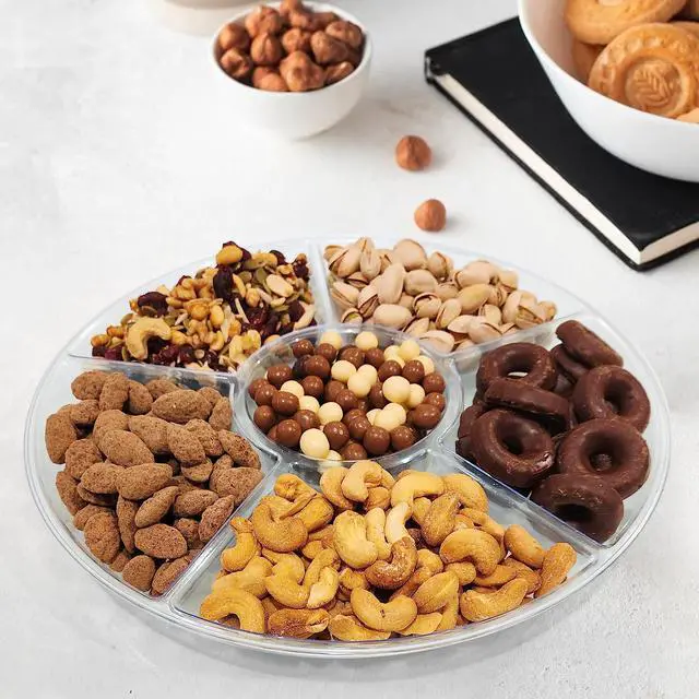 Alt view image 3 of 6 - R-kay 4 Pack, 6 Sectional Clear Plastic Serving Trays For Party - Heavy Duty Party Trays For Serving Food - 12 Inch Trays And Platters - Veggie Tray Platter/Divided Serving Tray