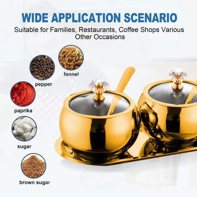 Alt view image 4 of 7 - 304 Stainless Steel Seasoning Containers Set, Condiment Jar Spice Container with Lid Spoon and Tray